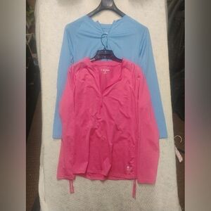 2 Free Country Pink Blue  1/4 Zip Women's Size XL Long Sleeve Gym Running Sporty